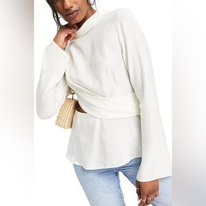 Topshop premium long sleeve draped cut out top